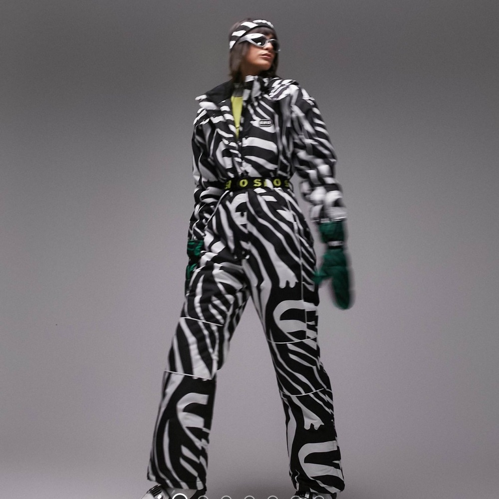 ASOS Top Shop Sno Zebra Print Ski Suit